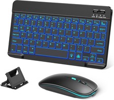 Hamile Bluetooth Keyboard and Mouse for iPad - Rechargeable Wireless Black