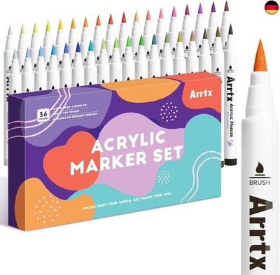 Acrylstifte für Steine Wasserfest-36 Farben Stifte Steine Bemalen, Pinsel Spitze