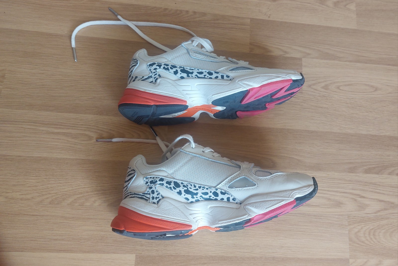 Rare Ecru Animal Print Adidas Falcon Trainers UK5 image 10