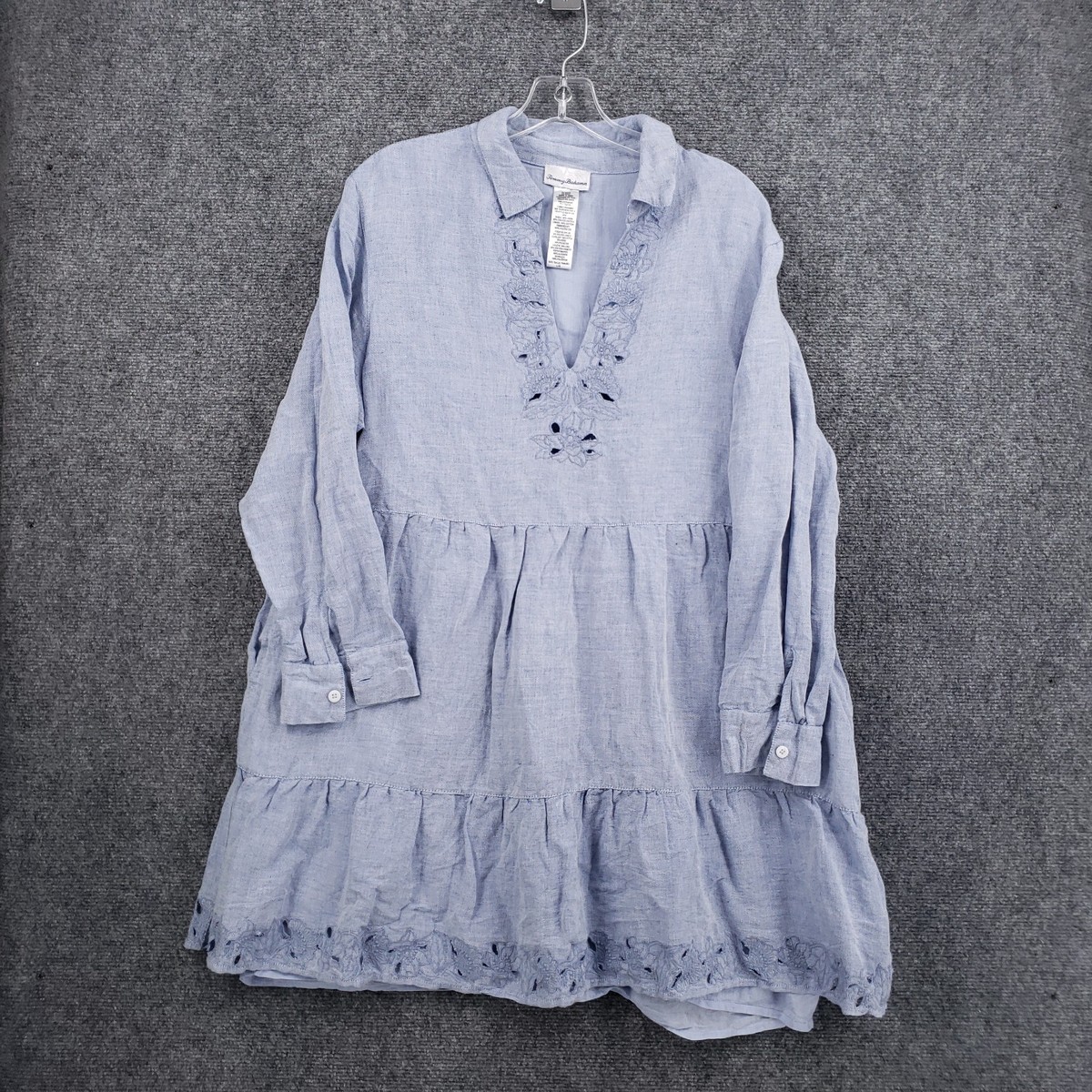 Tommy Bahama St. Lucia Coverup Mini Dress Womens Large Blue Tiered  Embroidered | eBay