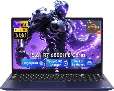 NIMO 15.6'' IPS FHD Light Gaming Laptop 8 Cores AMD R7 6800H 32GB LPDDR5 RAM 1TB
