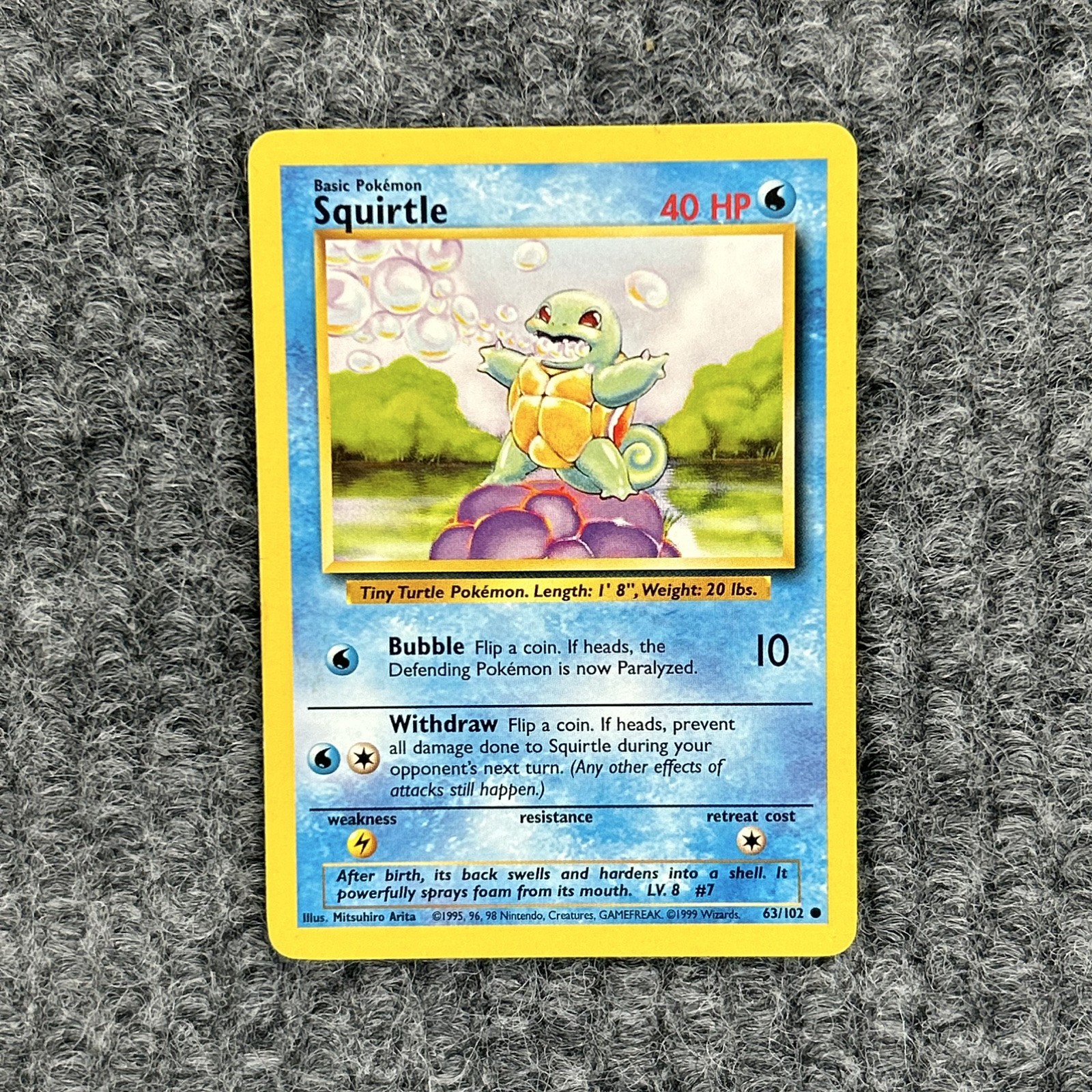 Vintage Pokemon Base Set Squirtle 63/102 Common NM  WOTC