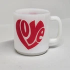 Vintage Groovy 60’s LOVE Milk Glass Coffee Mug - Glasbake or Fire King?