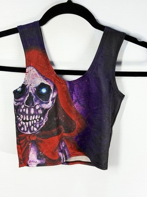 Living Dead Clothing Skull Crop Top XS Tank Goth Horror Grunge Y2K Punk Alt RARE