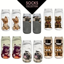 Dog Print Socks, Soft and Lightweight No Show Ankle Socks, for Women O/S