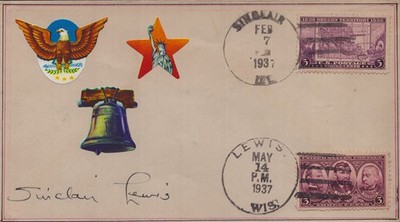 SINCLAIR LEWIS - ENVELOPE SIGNED CIRCA 1937
