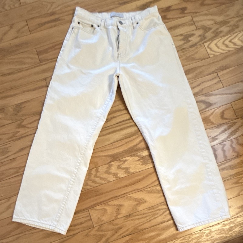 PacSun Men’s Baggy Mid Rise Light Wash White Denim Jeans 5-Pocket Cotton