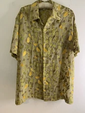 Sefr Noam Embroidered Top Sz L Unisex Adults Button Collar Sheer Shirt