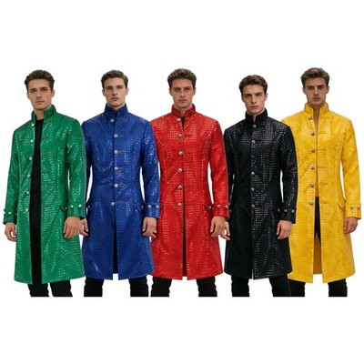 Männer Oberbekleidung Rave Mantel Musikfestival Jacke Stehkragen Kostümparty