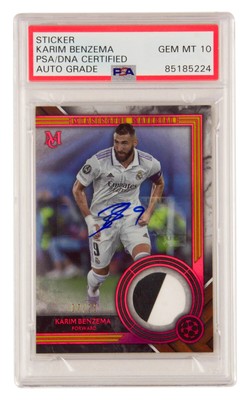 Karim Benzema Signed 2022 Topps Museum Worn Patch Ruby /25   PSA 10 Autograph
