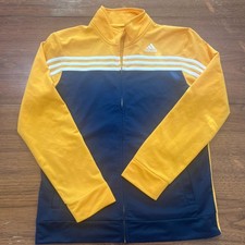 adidas Boys' Color block Tricot Jacket Yellow and Blue