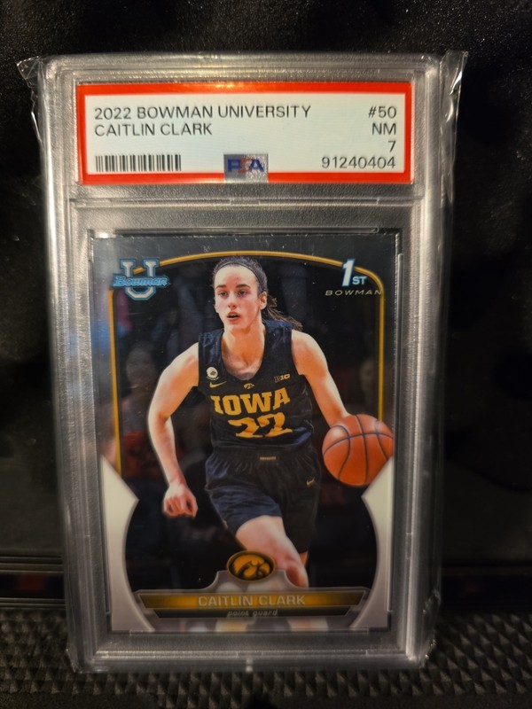 2022 Bowman University Chrome Caitlin Clark #50 (RC) PSA 7 Iowa Fever Combine 🚢