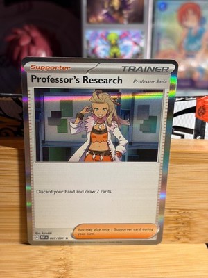 PROFESSOR'S RESEARCH 087/091 Paldean Fates Rare Holo Pokemon TCG Near Mint