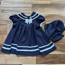 Rare Editions Blue and White Striped Sailor Dress Girls Size 24 Months