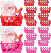 16 Pcs Valentine'S Day Baskets Empty Rectangular Heart Hollowed Baskets Storage