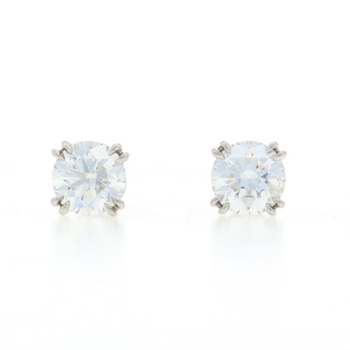 Harry Winston Diamond Stud Earrings - Platinum 950 Round 2.03ctw GIA Pierced
