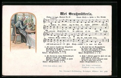 Lied postcard Anton Günther no. 37: portrait of Anton Günther's grandmother, Mei greeting mothers 