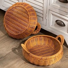 Imitation Rattan Fruit Basket Bread Basket Display Plastic Storage Woven Basket