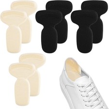 Heel Cushion Pads 4 Pairs - Anti-Blister, Black/Beige, for Oversized Shoes