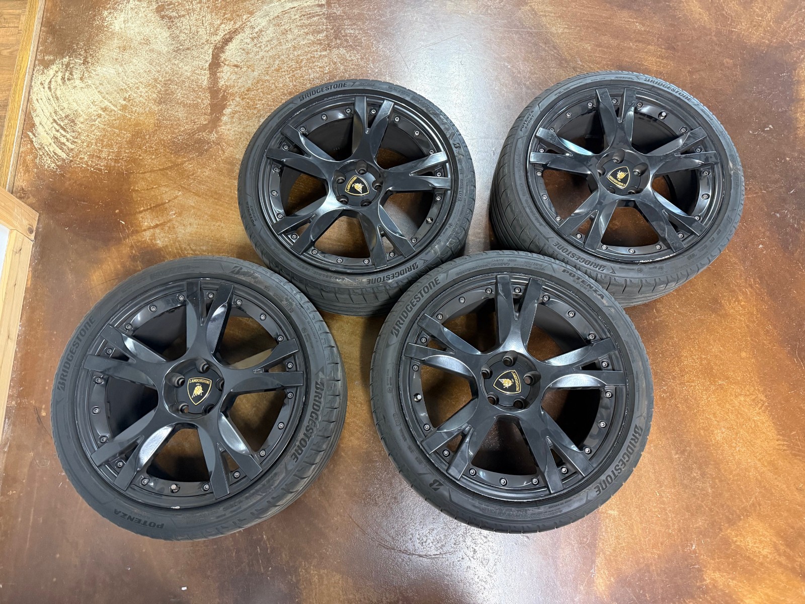Lamborghini Nero Callisto Wheels w/Tires 19x8.5 19x11 5x112 OEM Gallardo R8
