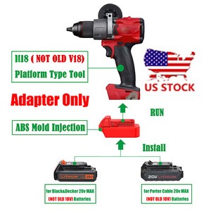 1x Adapter for Black Decker/ Porter Cable 20v Battery To for Milwaukee M18 Tools