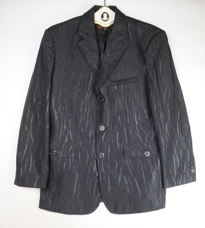 INSERCH ITALY - CHAQUETA DE TRAJE BLAZER TEXTURIZADA NEGRA PARA HOMBRE - TALLA M Foto 2 de 4