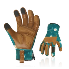 Vgo 1Pair Lady's Goatskin Thorn Proof garden Work Glove,Touchscreen(GA7471-DGR)