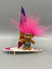 VINTAGE Troll RUSS BERRIE Windsurfer Windsurfing Doll Pink Hair Water Sports