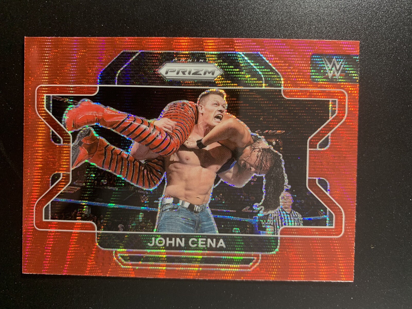2022 Panini Prizm WWE John Cena Ruby Red Wave Prizm Peacemaker