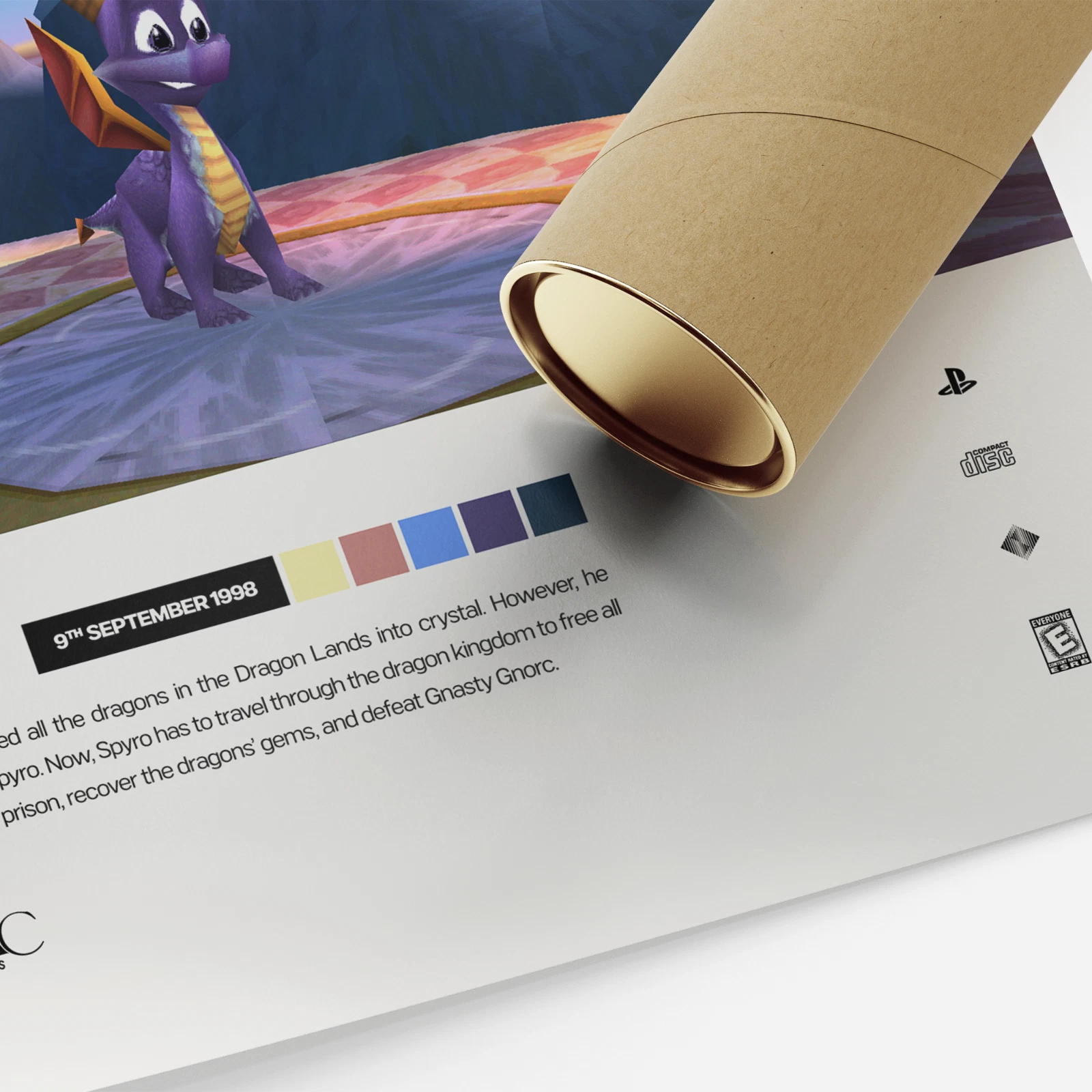 Spyro the Dragon 1998 Video Game Art Poster