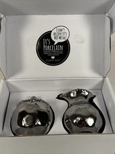 New Pampa Bay Porcelain Small Creamer and Sugar Set Silver Colored