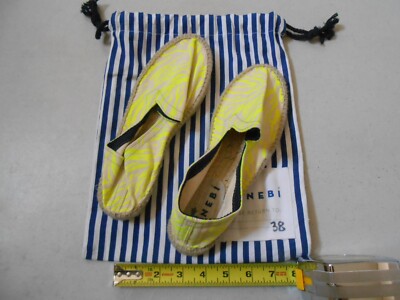 NEW SIZE 38 MANEBI ESPADRILLE BRIGHT YELLOW COLOR STRIPE SHOES BAG