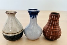 3 Vintage Ceramic  Miniature Vases 3” tall 