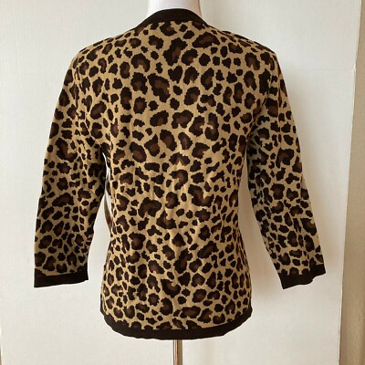 新品　Cardigan Jacket Animal Print NOS Vintage Cheetah Animal Print Zip Knit Cardigan Jacket NWT M