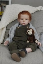 28inch Painted Reborn Baby Doll Red Rrange Hand-Rooted Hair Finished Toddler Boy