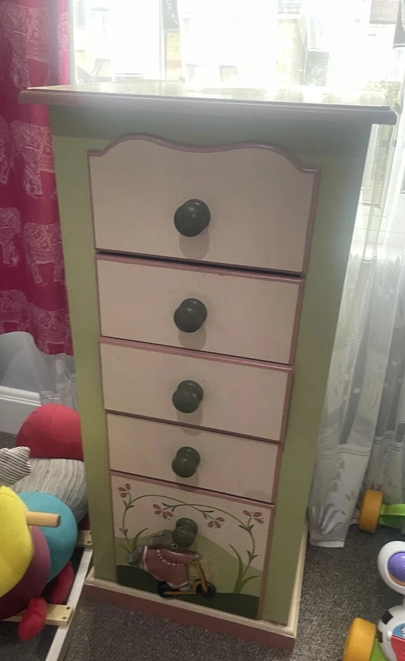 Girls Bedroom furniture set Peter Rabbit Handmade Wardrobe Side Table Bookcase - Image 3 of 4