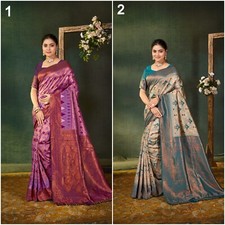 Premium Pure Zari Silk Wedding Function Wear , Indian Saree With Blouse 11-VD