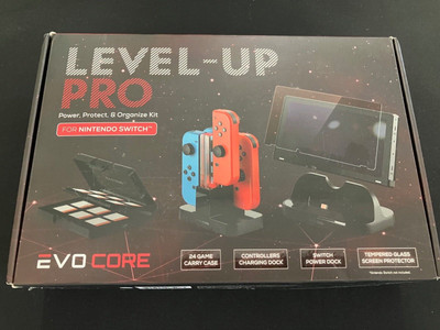 EVO CORE Level-Up Pro Charging Dock Tempered Glass Case Kit for Nintendo Switch