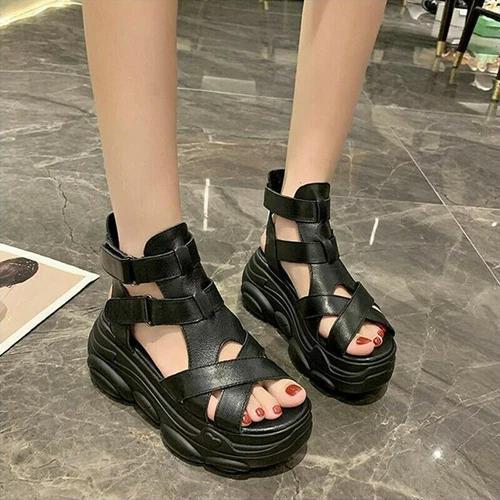 Womens Ladies Flatform Summer Ankle Strap Sandals Chunky Sole Platform Shoes UK - Picture 10 of 27