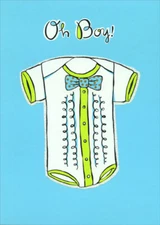 Designer Greetings Oh Boy Tuxedo Bodysuit New Baby Boy Congratulations Card