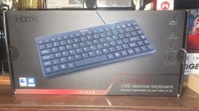 iHome Keyboard Compact USB Black Wired Desktop Quiet Key Corded