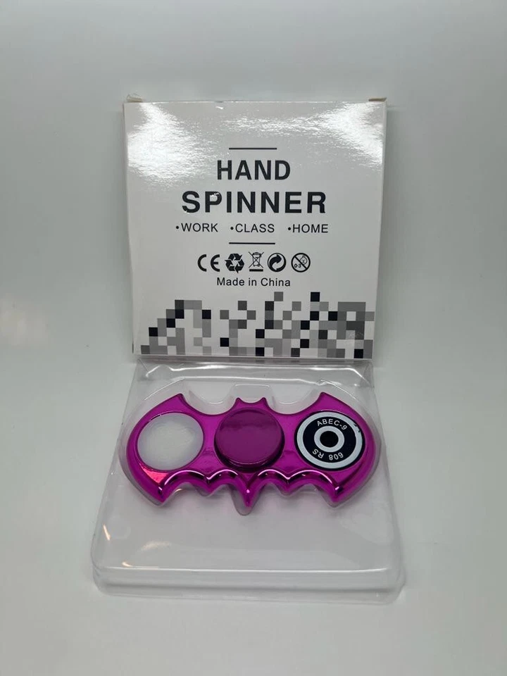 Nuevo Fidget Spinner Rosa Metálico Forma Batman con Luz Estrés Aliviar Ansiedad Foto 4 de 4