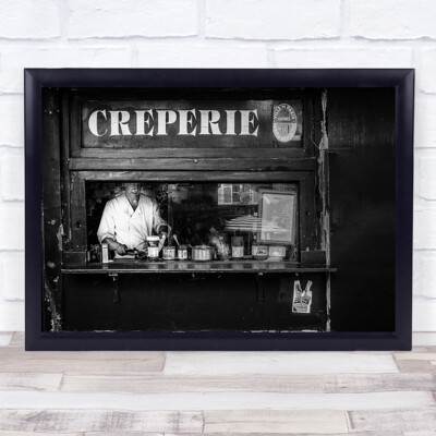 Creperie Montmartre Krepp Kochen Kochen Restaurant Vintage Retro Mann Kunstdruck