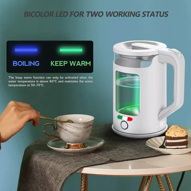 Vintage Electric 1.7L Glass Kettle & 4 Slice Toaster Combo Stainless Steel White - image 4 of 4