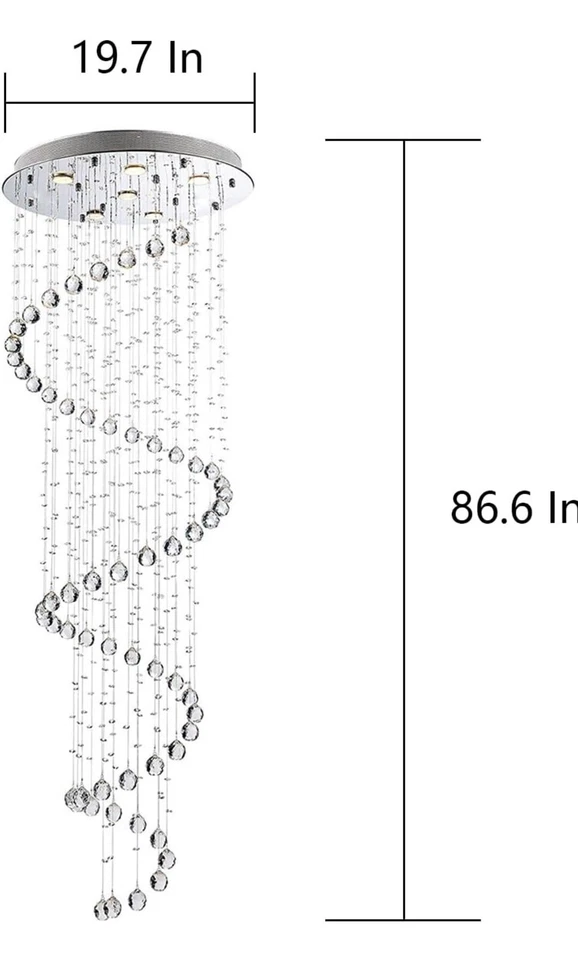 Lámpara de araña de cristal moderna SEFINN FOUR diseño de esfera en espiral Foto 3 de 4