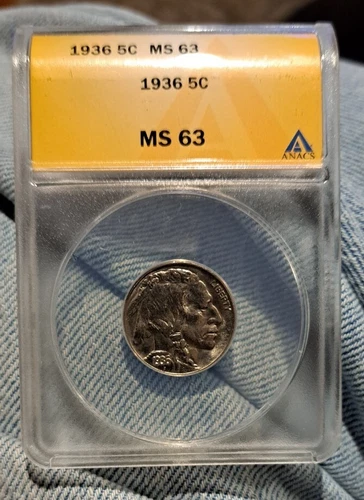 1936 Buffalo Nickel ANACS MS 63
