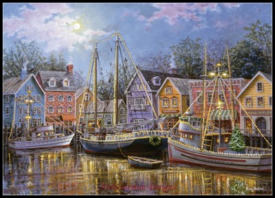Ships Aglow - DIY Chart Counted Cross Stitch Patterns Needlework Embroidery DMC