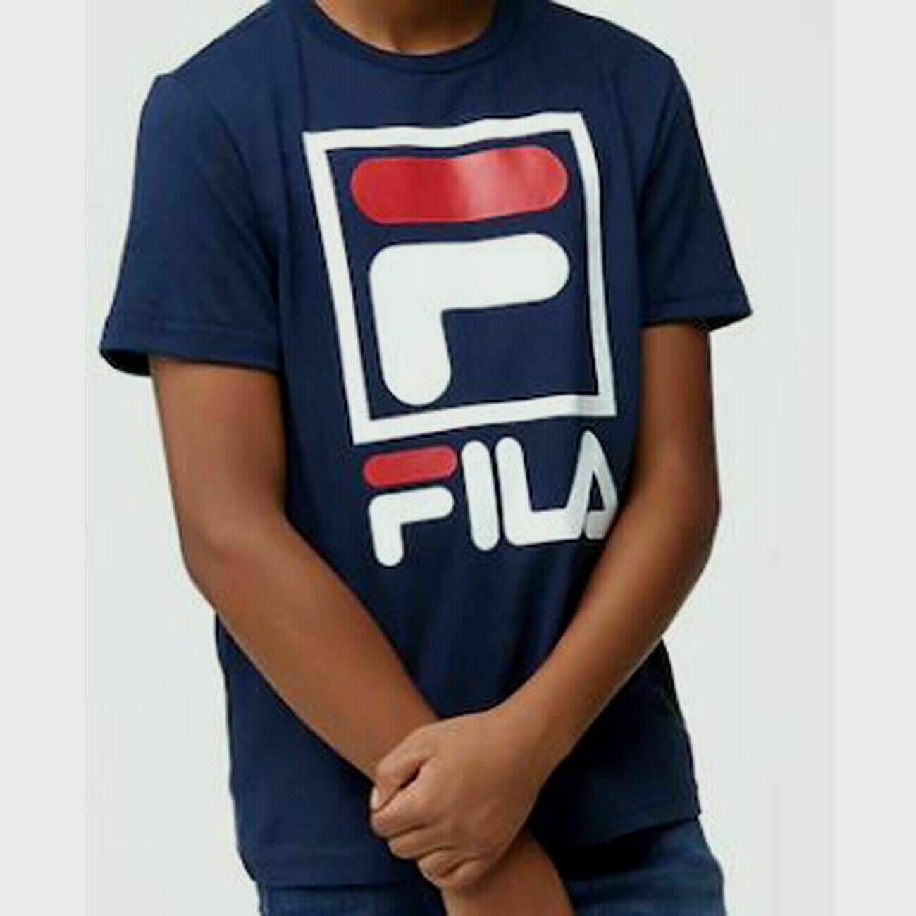 T shirt uomo FILA Impilati Loghi Retro Sportivi Stile 100% Cotone Taglia S_M_L