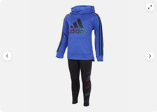ADIDAS GIRLS 2 PIECE HOODIE/JOGGER SET SONIC INK 3T NWT