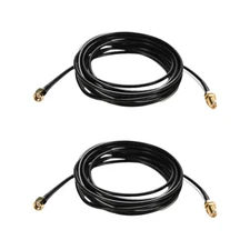 2X RP-SMA Male To Female Wifi Antenna Connector Extension Cable Cord Black 10M